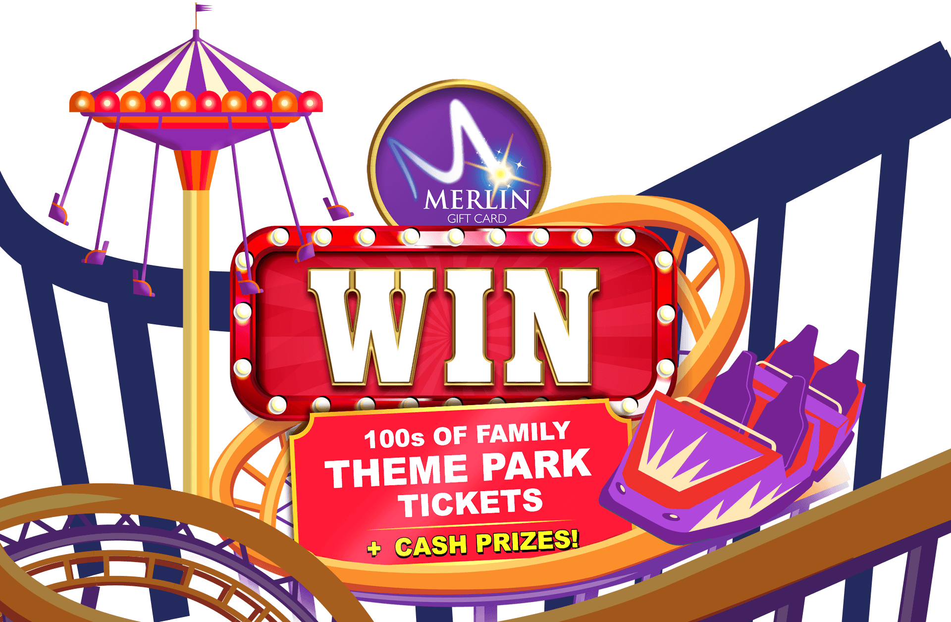 Win hundreds of family theme park tickets and cash prizes!